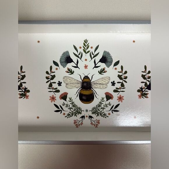 PPD White Blue Black Gold Secret Bee Lacquered Vanity Tray - Picture 3 of 9